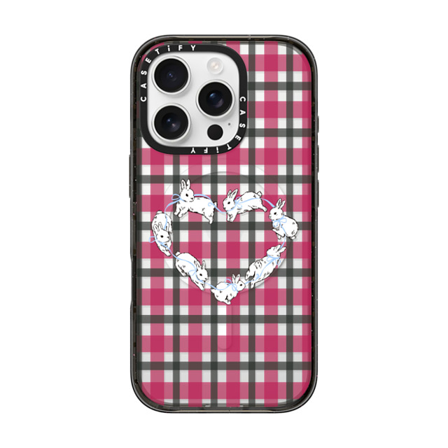 CASETiFY iPhone 16 Pro ケース ブラック インパクトケース MagSafe対応 Heart,Bunny Animal,Bunny,Heart,Love Bunnies Love Plaid Back to School CASETiFY iPhone 16 Pro ケース ブラック インパクトケース MagSafe対応 Heart,Bunny Animal,Bunny,Heart,Love Bunnies Love Plaid Back to School