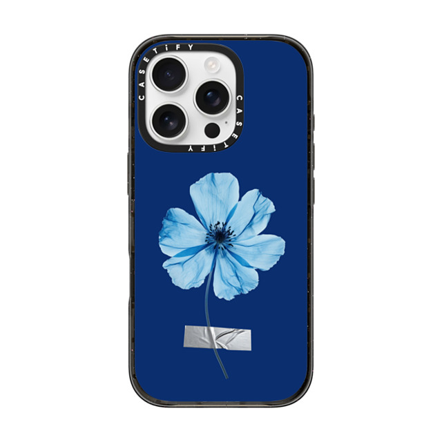 CASETiFY iPhone 16 Pro ケース ブラック インパクトケース Floral フローラル Blue Blossom with Tape Back to School CASETiFY iPhone 16 Pro ケース ブラック インパクトケース Floral フローラル Blue Blossom with Tape Back to School