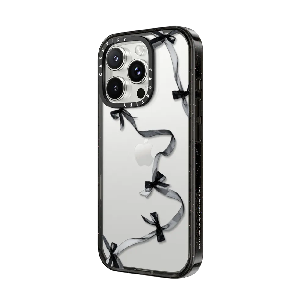 Impact iPhone 16 Pro Case - Black Organza Ribbons