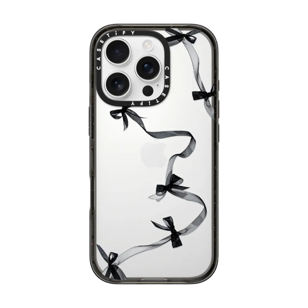 Impact iPhone 16 Pro Case - Black Organza Ribbons
