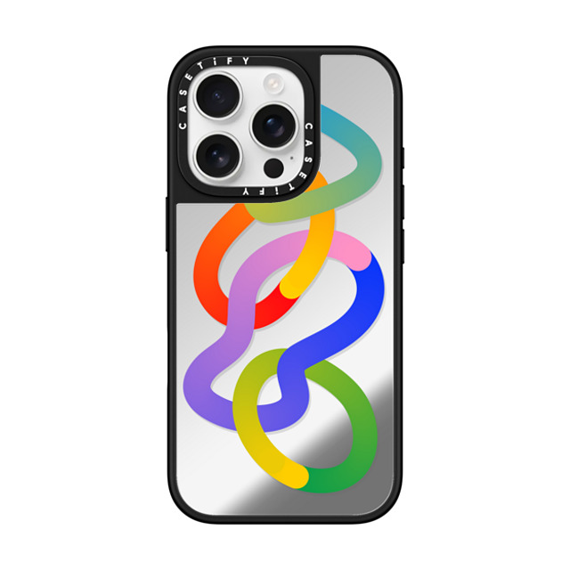 CASETiFY iPhone 16 Pro ケース Silver on Black ミラーケース MagSafe対応 Rainbow,Abstract Rainbow,Digital Art,Abstract Hula hoops Father's Day CASETiFY iPhone 16 Pro ケース Silver on Black ミラーケース MagSafe対応 Rainbow,Abstract Rainbow,Digital Art,Abstract Hula hoops Father's Day