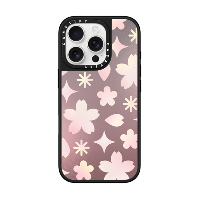 CASETiFY iPhone 16 Pro Case Silver on Black ミラーケース MagSafe対応 Shiny Sakura Pattern Pink casetify_artist CASETiFY iPhone 16 Pro Case Silver on Black ミラーケース MagSafe対応 Shiny Sakura Pattern Pink casetify_artist