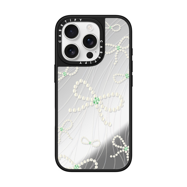 CASETiFY iPhone 16 Pro ケース Silver on Black ミラーケース MagSafe対応 Mint Melody casetify_artist