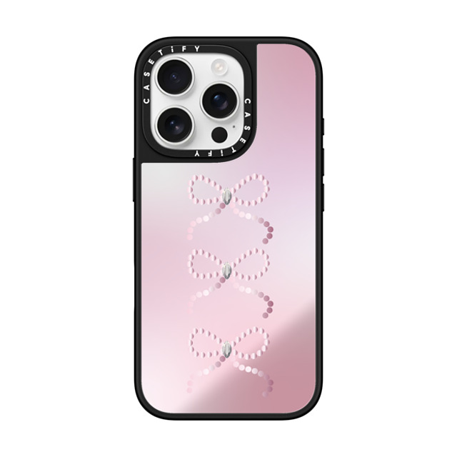 CASETiFY iPhone 16 Pro ケース Silver on Black ミラーケース MagSafe対応 Ribbon Anne's Diary