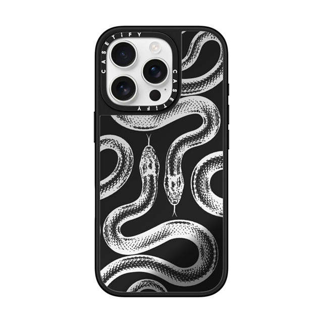 CASETiFY iPhone 16 Pro ケース Silver on Black ミラーケース MagSafe対応 Transparent Kingsnake casetify_artist