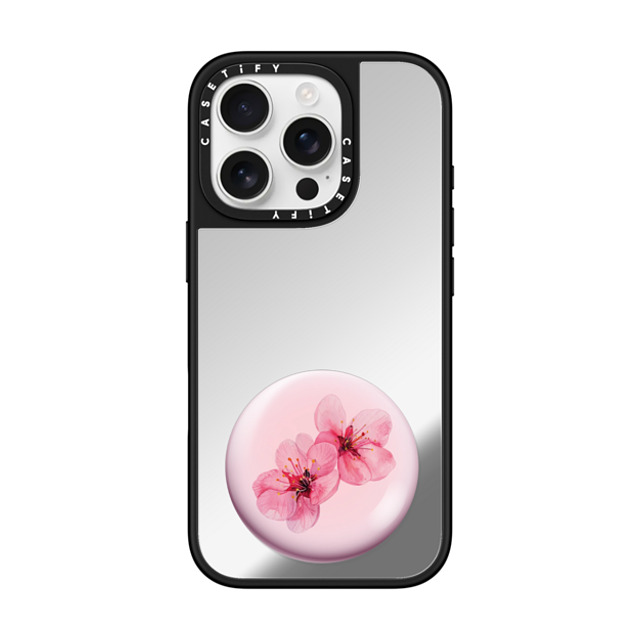 CASETiFY iPhone 16 Pro ケース Silver on Black ミラーケース MagSafe対応 Sakura Raindrop Cake casetify_artist