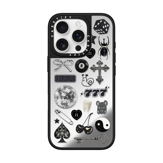 CASETiFY iPhone 16 Pro Case Silver on Black ミラーケース MagSafe対応 Lucky Streak casetify_artist Father's Day CASETiFY iPhone 16 Pro Case Silver on Black ミラーケース MagSafe対応 Lucky Streak casetify_artist Father's Day