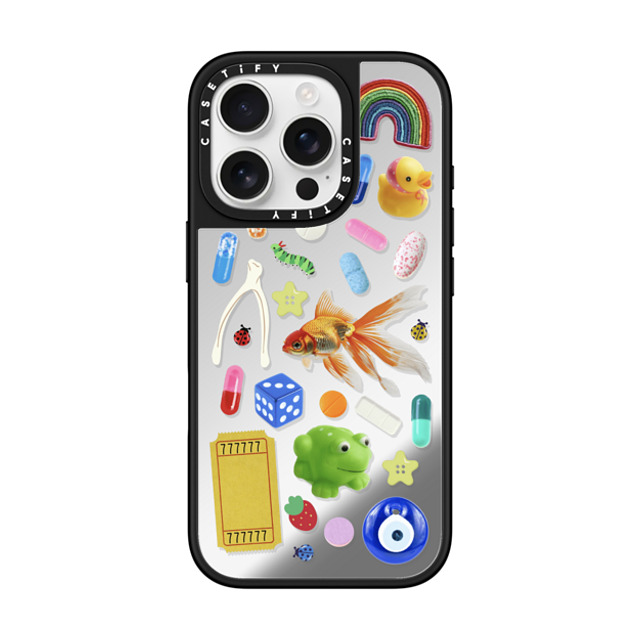 CASETiFY iPhone 16 Pro ケース Silver on Black ミラーケース MagSafe対応 Happy Dose of Luck casetify_artist Father's Day CASETiFY iPhone 16 Pro ケース Silver on Black ミラーケース MagSafe対応 Happy Dose of Luck casetify_artist Father's Day
