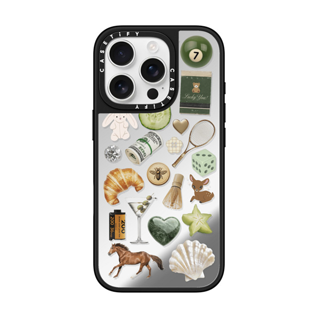 CASETiFY iPhone 16 Pro ケース Silver on Black ミラーケース MagSafe対応 Opulence Luck Club casetify_artist Father's Day CASETiFY iPhone 16 Pro ケース Silver on Black ミラーケース MagSafe対応 Opulence Luck Club casetify_artist Father's Day