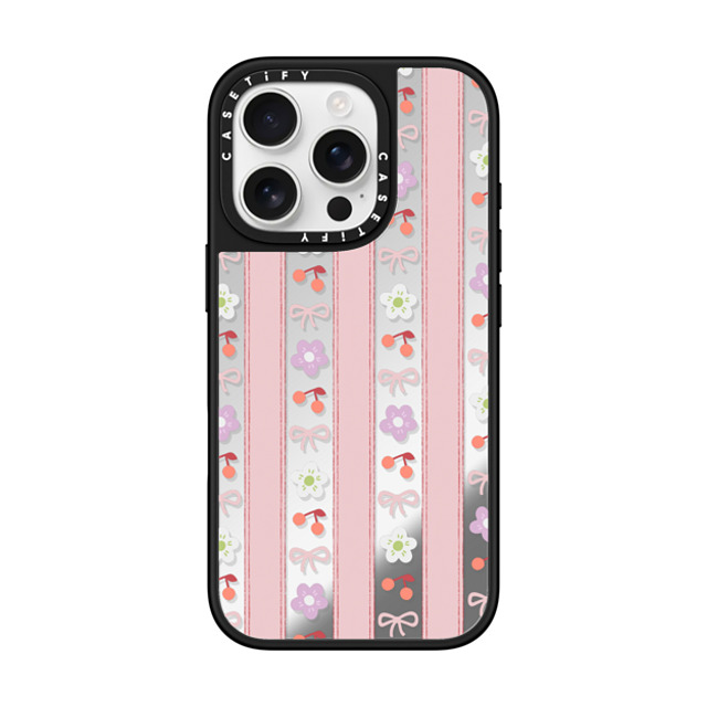 CASETiFY iPhone 16 Pro Case Silver on Black ミラーケース MagSafe対応 Cherry,Floral Ribbon,Floral,Cherry Strawberry Milk Father's Day CASETiFY iPhone 16 Pro Case Silver on Black ミラーケース MagSafe対応 Cherry,Floral Ribbon,Floral,Cherry Strawberry Milk Father's Day