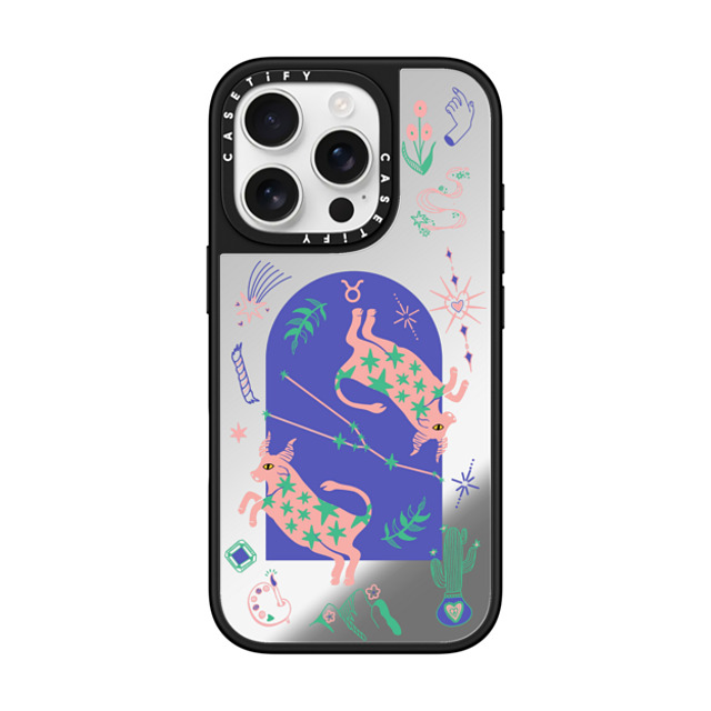 CASETiFY iPhone 16 Pro ケース Silver on Black ミラーケース MagSafe対応 Taurus casetify_artist Father's Day CASETiFY iPhone 16 Pro ケース Silver on Black ミラーケース MagSafe対応 Taurus casetify_artist Father's Day