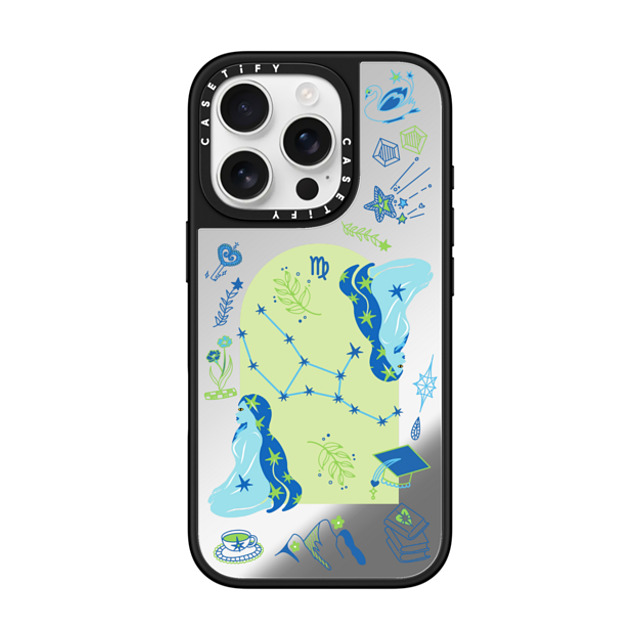 CASETiFY iPhone 16 Pro ケース Silver on Black ミラーケース MagSafe対応 Virgo casetify_artist Father's Day CASETiFY iPhone 16 Pro ケース Silver on Black ミラーケース MagSafe対応 Virgo casetify_artist Father's Day