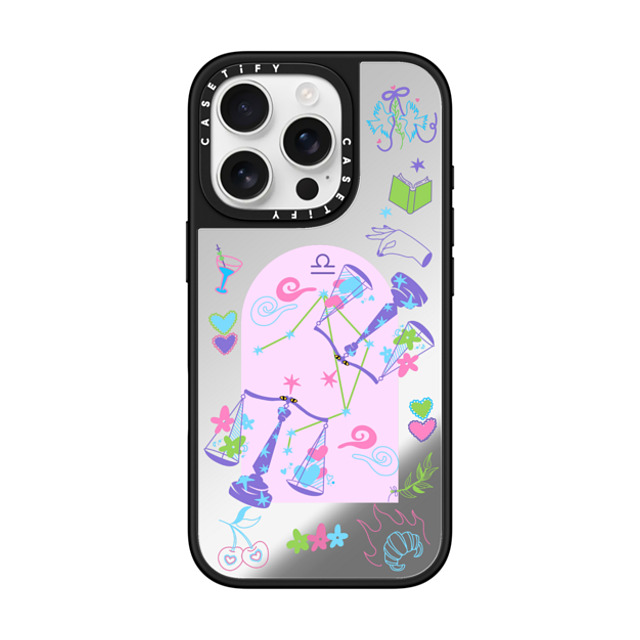 CASETiFY iPhone 16 Pro ケース Silver on Black ミラーケース MagSafe対応 Libra casetify_artist Father's Day CASETiFY iPhone 16 Pro ケース Silver on Black ミラーケース MagSafe対応 Libra casetify_artist Father's Day