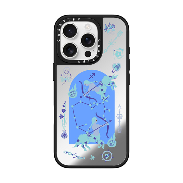 CASETiFY iPhone 16 Pro ケース Silver on Black ミラーケース MagSafe対応 Sagittarius casetify_artist Father's Day CASETiFY iPhone 16 Pro ケース Silver on Black ミラーケース MagSafe対応 Sagittarius casetify_artist Father's Day