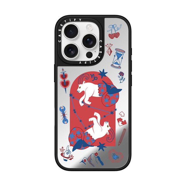CASETiFY iPhone 16 Pro Case Silver on Black ミラーケース MagSafe対応 Capricorn casetify_artist Father's Day CASETiFY iPhone 16 Pro Case Silver on Black ミラーケース MagSafe対応 Capricorn casetify_artist Father's Day