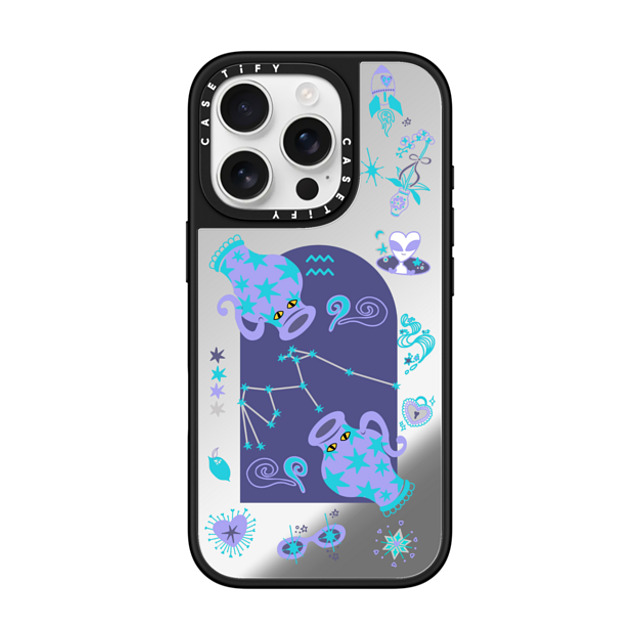 CASETiFY iPhone 16 Pro ケース Silver on Black ミラーケース MagSafe対応 みずがめ座 casetify_artist Father's Day CASETiFY iPhone 16 Pro ケース Silver on Black ミラーケース MagSafe対応 みずがめ座 casetify_artist Father's Day