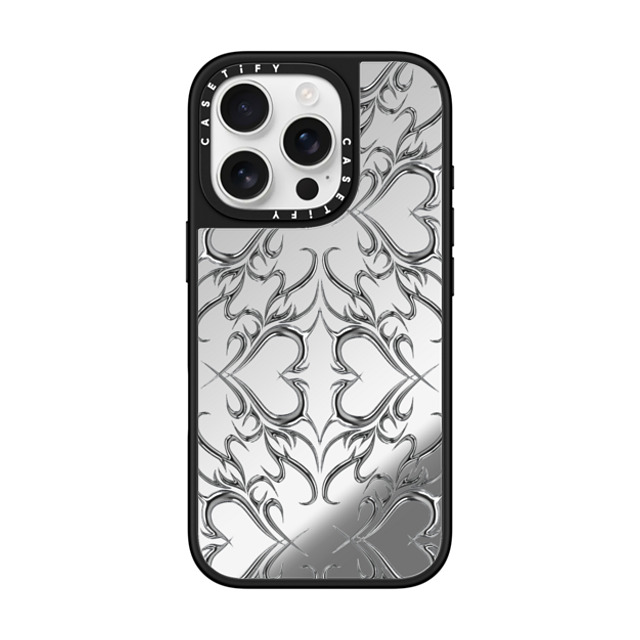 CASETiFY iPhone 16 Pro Case Silver on Black ミラーケース MagSafe対応 Metallic Heart casetify_artist Back to School CASETiFY iPhone 16 Pro Case Silver on Black ミラーケース MagSafe対応 Metallic Heart casetify_artist Back to School