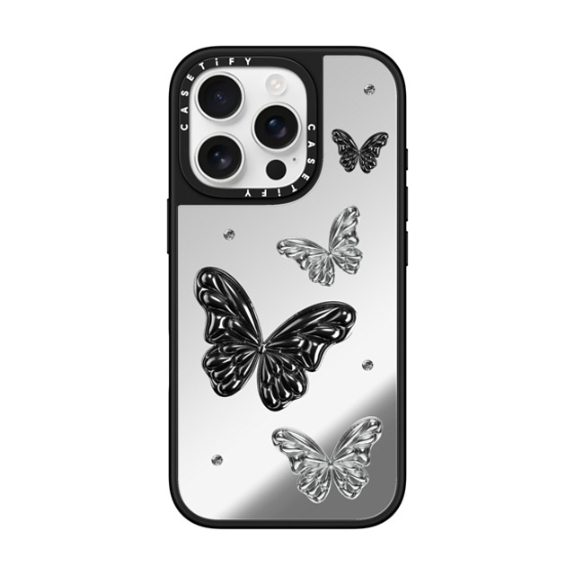 CASETiFY iPhone 16 Pro Case Silver on Black ミラーケース MagSafe対応 Metallic Butterfly casetify_artist Back to School CASETiFY iPhone 16 Pro Case Silver on Black ミラーケース MagSafe対応 Metallic Butterfly casetify_artist Back to School