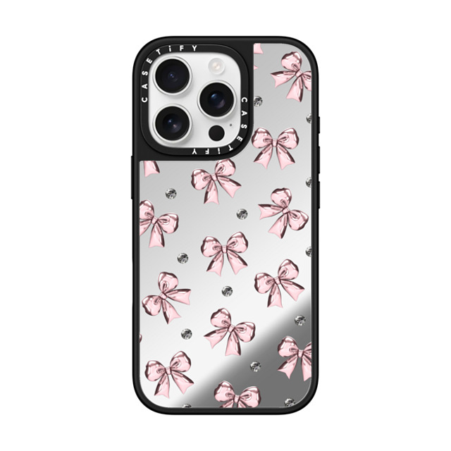 CASETiFY iPhone 16 Pro Case Silver on Black ミラーケース MagSafe対応 Metallic Pink Ribbon casetify_artist Back to School CASETiFY iPhone 16 Pro Case Silver on Black ミラーケース MagSafe対応 Metallic Pink Ribbon casetify_artist Back to School