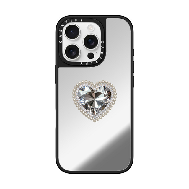 CASETiFY iPhone 16 Pro Case Silver on Black ミラーケース MagSafe対応 Jewel Heart casetify_artist Back to School CASETiFY iPhone 16 Pro Case Silver on Black ミラーケース MagSafe対応 Jewel Heart casetify_artist Back to School