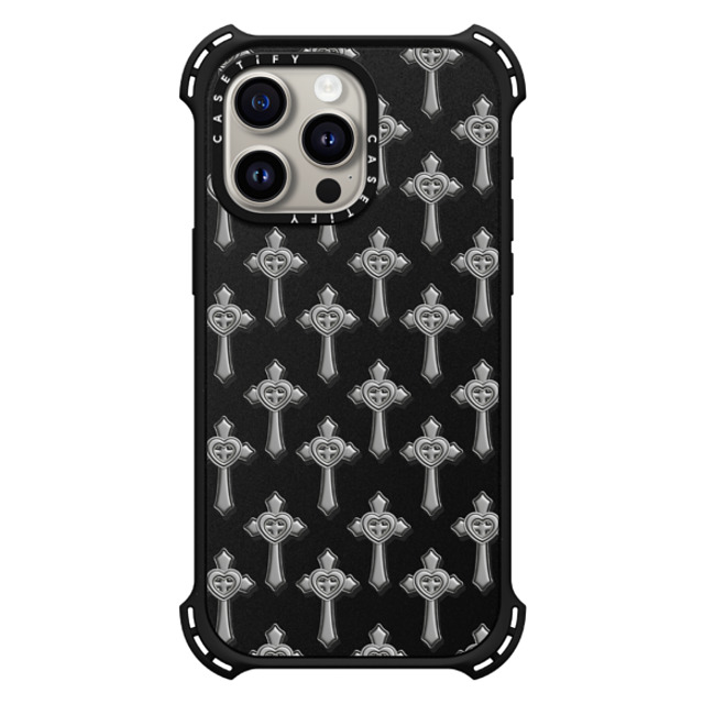 CASETiFY iPhone 15 Pro Max ケース マットブラック バウンスケース Pattern,Chrome Chrome,Monochrome,Pattern Chrome Cross Halloween CASETiFY iPhone 15 Pro Max ケース マットブラック バウンスケース Pattern,Chrome Chrome,Monochrome,Pattern Chrome Cross Halloween