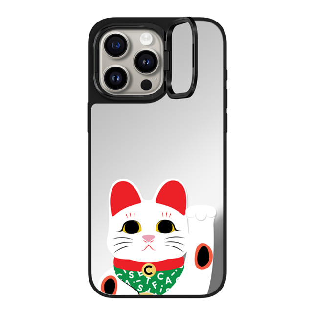 CASETiFY iPhone 15 Pro Max ケース Silver on Black ミラー リングスタンドケース MagSafe対応 Cat,Animal Animal,Cartoon,Cat,Animal,Cartoon Waving Lucky Cat Father's Day CASETiFY iPhone 15 Pro Max ケース Silver on Black ミラー リングスタンドケース MagSafe対応 Cat,Animal Animal,Cartoon,Cat,Animal,Cartoon Waving Lucky Cat Father's Day