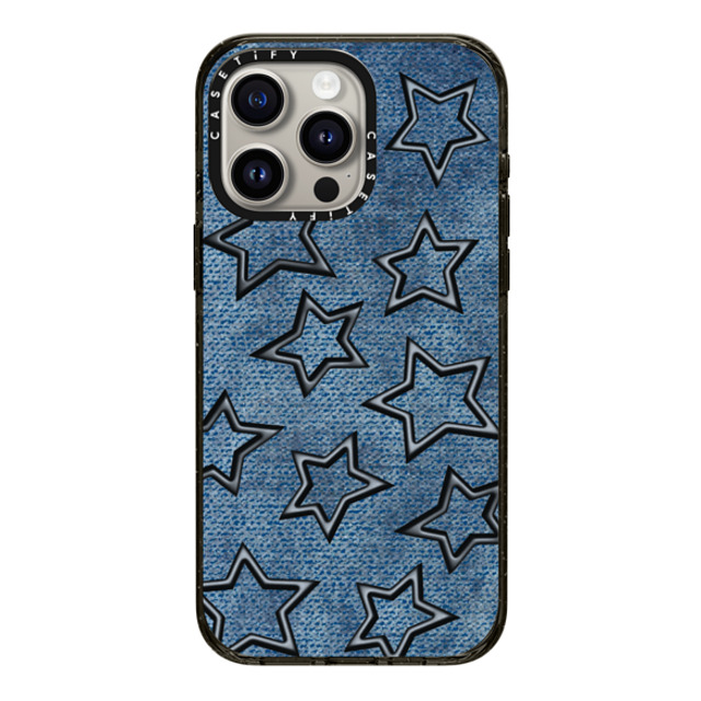 CASETiFY iPhone 15 Pro Max ケース ブラック インパクトケース Dark Academia,Star STAR DENIM