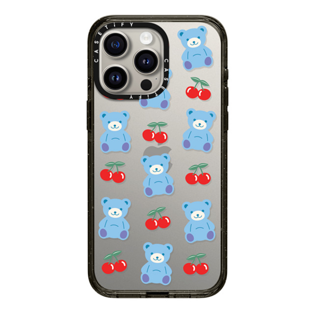 CASETiFY iPhone 15 Pro Max ケース ブラック インパクトケース Animal,Cartoon,Pattern,Cartoon,Y2K,Bear Cherrie Bear