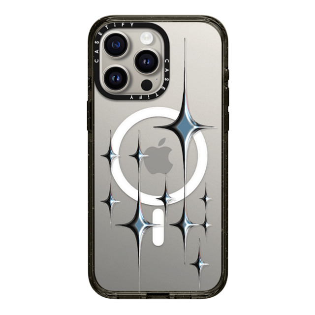 CASETiFY iPhone 15 Pro Max ケース ブラック インパクトケース MagSafe対応 Star Chrome Sparkles - Graphite