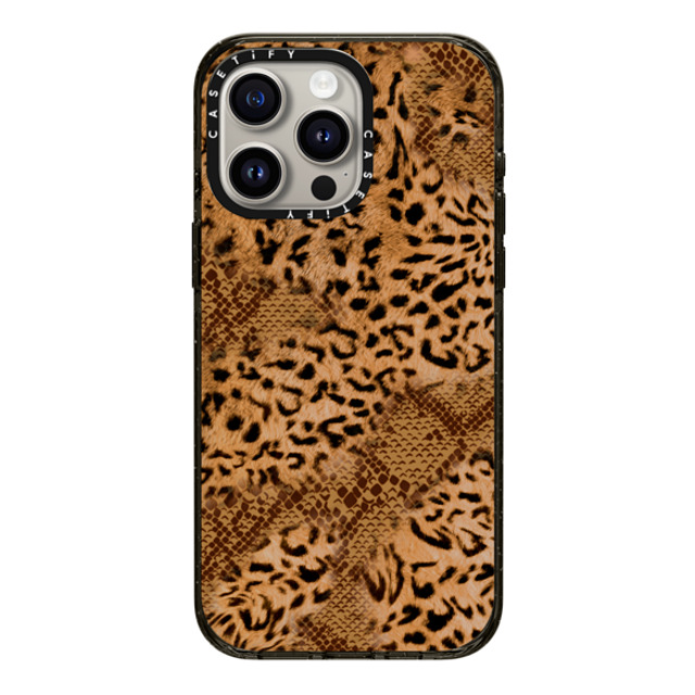 CASETiFY iPhone 15 Pro Max ケース ブラック インパクトケース Leopard Brown Leopard