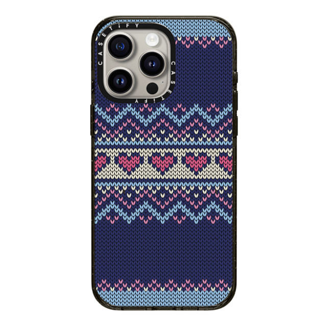 CASETiFY iPhone 15 Pro Max ケース ブラック インパクトケース Blue Fair Isle Sweater casetify_artist