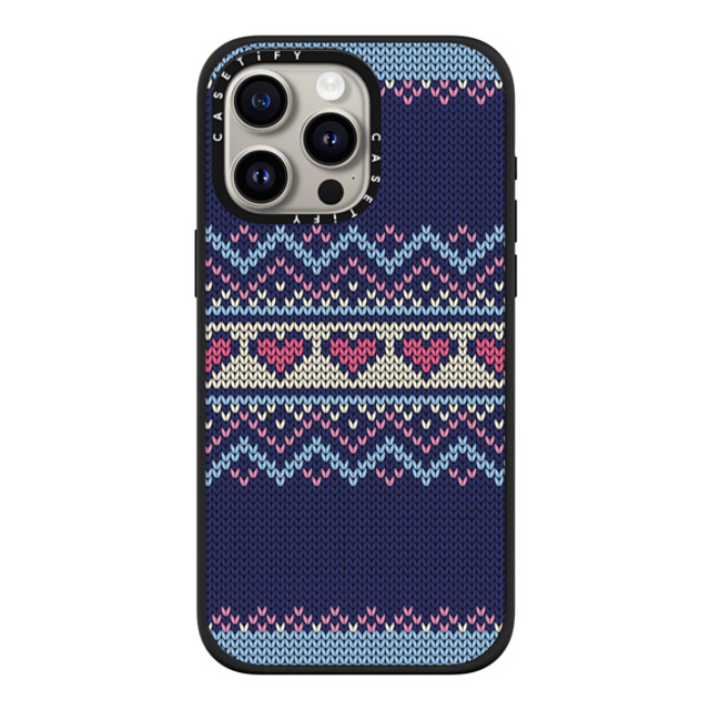 CASETiFY iPhone 15 Pro Max ケース マットブラック インパクトケース MagSafe対応 Blue Fair Isle Sweater casetify_artist