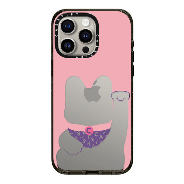 CASETiFY iPhone 15 Pro Max ケース ブラック インパクトケース Lucky Cat Pink casetify_artist