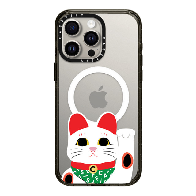 CASETiFY iPhone 15 Pro Max ケース ブラック インパクトケース MagSafe対応 Waving Lucky Cat casetify_artist