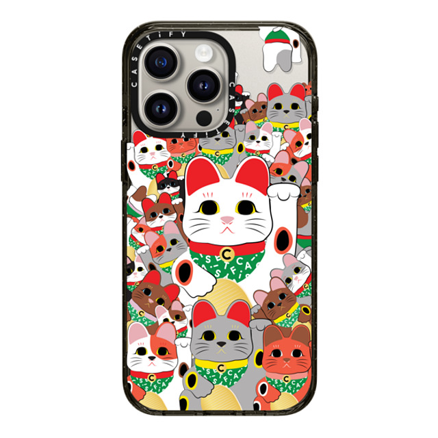 CASETiFY iPhone 15 Pro Max ケース ブラック インパクトケース Lucky Cat Parade casetify_artist