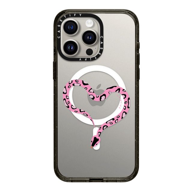 CASETiFY iPhone 15 Pro Max ケース ブラック インパクトケース MagSafe対応 Pink Heart Snake casetify_artist