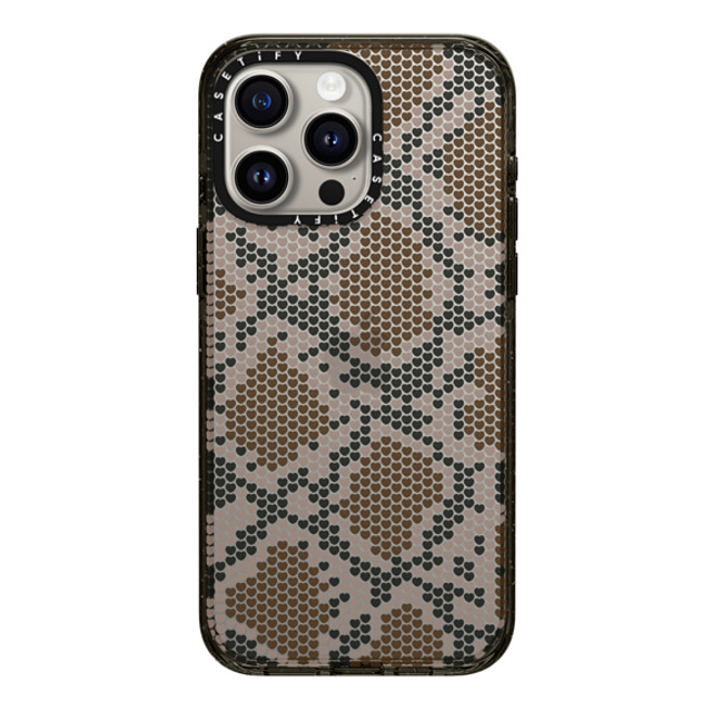 CASETiFY iPhone 15 Pro Max ケース ブラック インパクトケース Brown Heart Snake Print casetify_artist