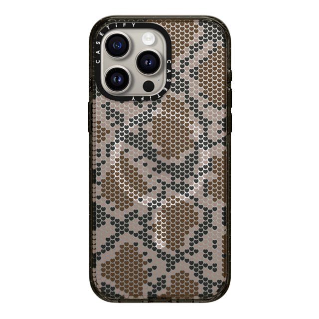 CASETiFY iPhone 15 Pro Max ケース ブラック インパクトケース MagSafe対応 Brown Heart Snake Print casetify_artist