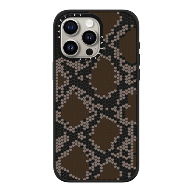 CASETiFY iPhone 15 Pro Max ケース マットブラック インパクトケース MagSafe対応 Brown Heart Snake Print casetify_artist