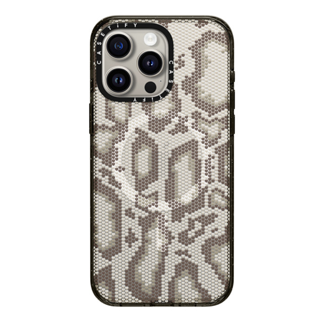 CASETiFY iPhone 15 Pro Max ケース ブラック インパクトケース MagSafe対応 Beige Heart Snake Print casetify_artist