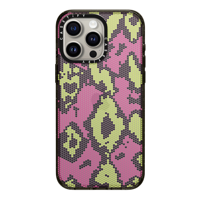 CASETiFY iPhone 15 Pro Max ケース ブラック インパクトケース Pink Green Heart Snake Print casetify_artist