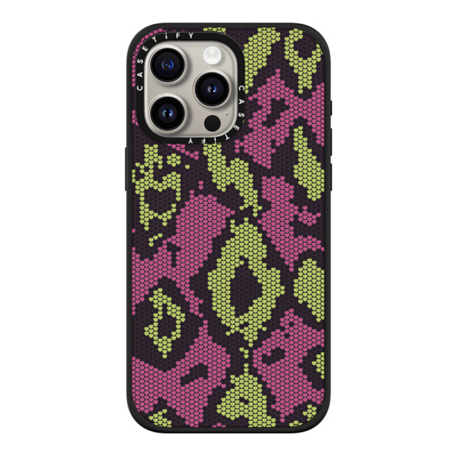 CASETiFY iPhone 15 Pro Max ケース マットブラック インパクトケース MagSafe対応 Pink Green Heart Snake Print casetify_artist