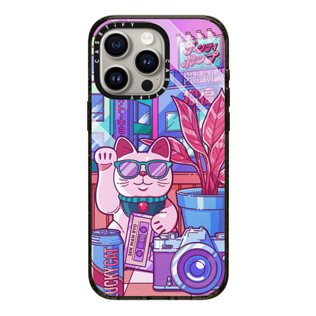 CASETiFY iPhone 15 Pro Max ケース ブラック インパクトケース MagSafe対応 Lucky Cat City Pop casetify_artist