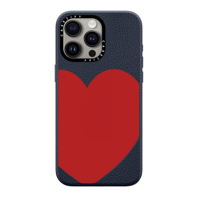 CASETiFY iPhone 15 Pro Max ケース ネイビーブルー ペブルケース MagSafe対応 Red Heart casetify_artist