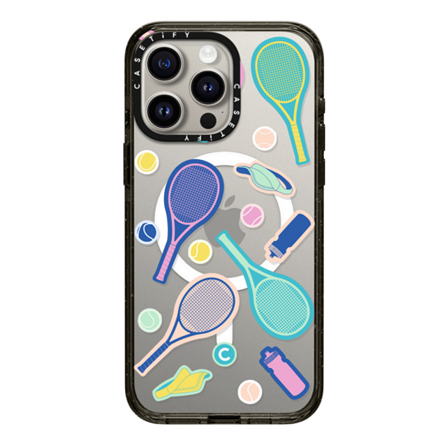 CASETiFY iPhone 15 Pro Max ケース ブラック インパクトケース MagSafe対応 Tennis Stickers casetify_artist