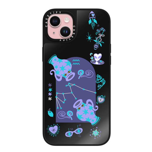CASETiFY iPhone 15 Plus Case Black on Black ミラーケース MagSafe対応 みずがめ座 casetify_artist Father's Day CASETiFY iPhone 15 Plus Case Black on Black ミラーケース MagSafe対応 みずがめ座 casetify_artist Father's Day