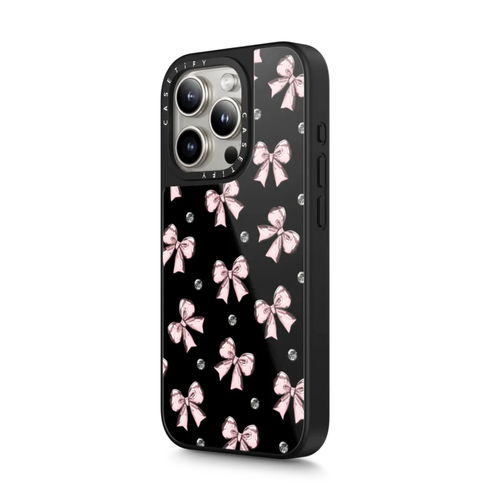 Glaze iPhone 15 Pro Max Case MagSafe Compatible - Metallic Pink Ribbon