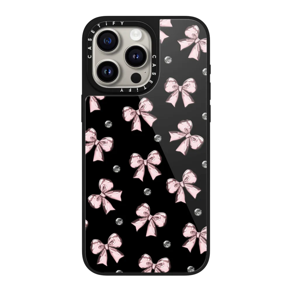 Glaze iPhone 15 Pro Max Case MagSafe Compatible - Metallic Pink Ribbon