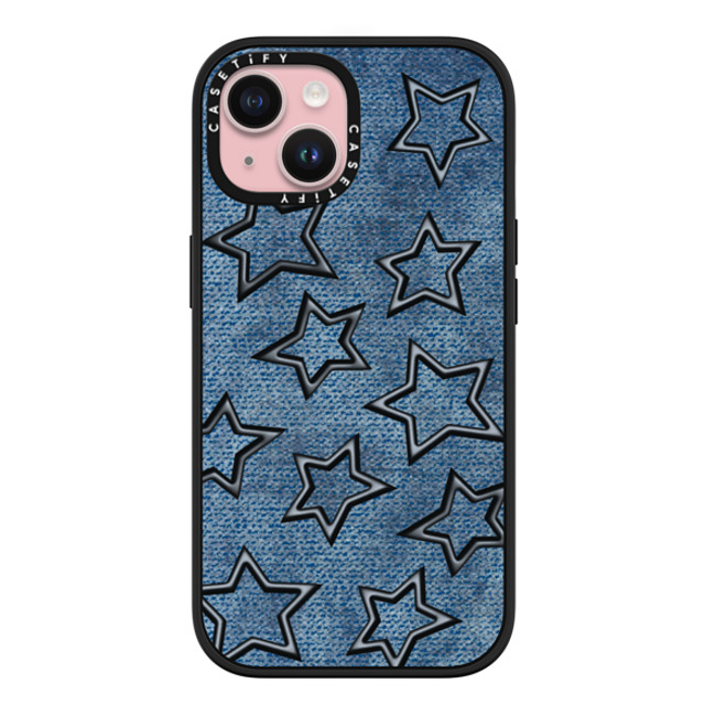 CASETiFY iPhone 15 ケース マットブラック インパクトケース MagSafe対応 Dark Academia,Star STAR DENIM