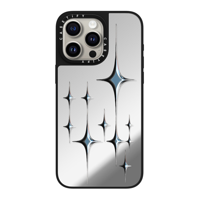 CASETiFY iPhone 15 Pro Max ケース Silver on Black ミラーケース MagSafe対応 Star Chrome Sparkles - Graphite